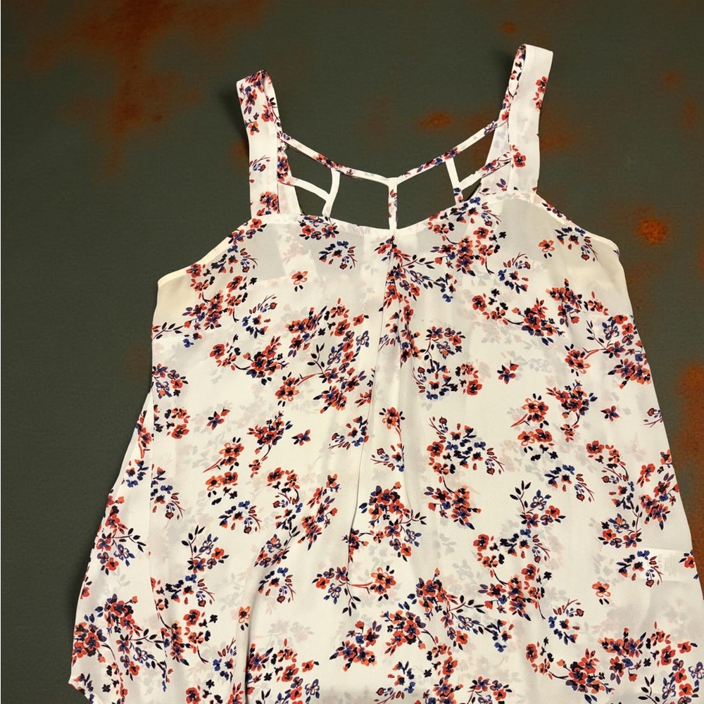 Maurices Floral Camisole in Red and Blue on Cream